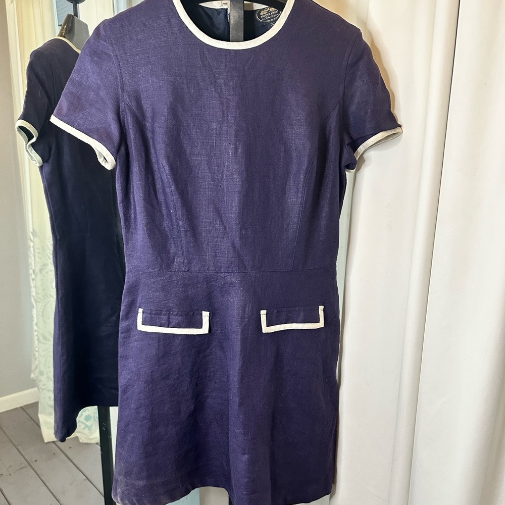 Vintage 1980’s British Khaki 100% Linen Dress with Tags!! size 6 - Picture 2 of 7
